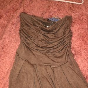 TAN STRAPLESS ROMPER!